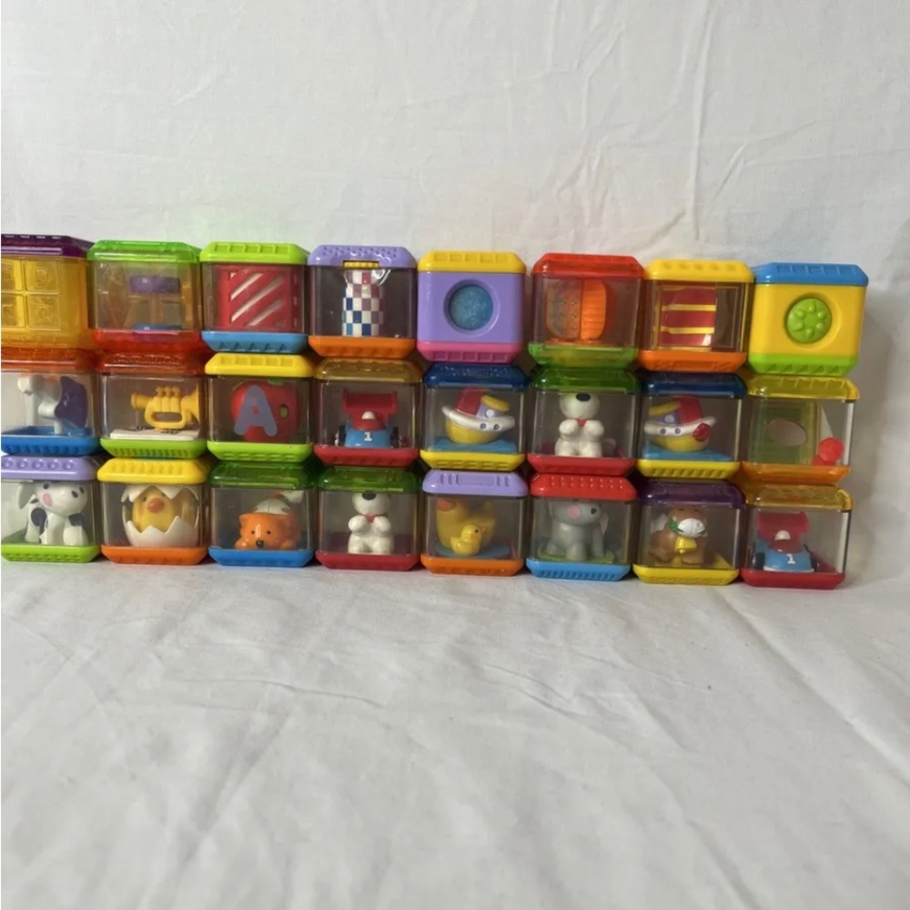 Lot of 24 Assorted Fisher Price Peek A Boo Blocks Educational Sensory Blocks